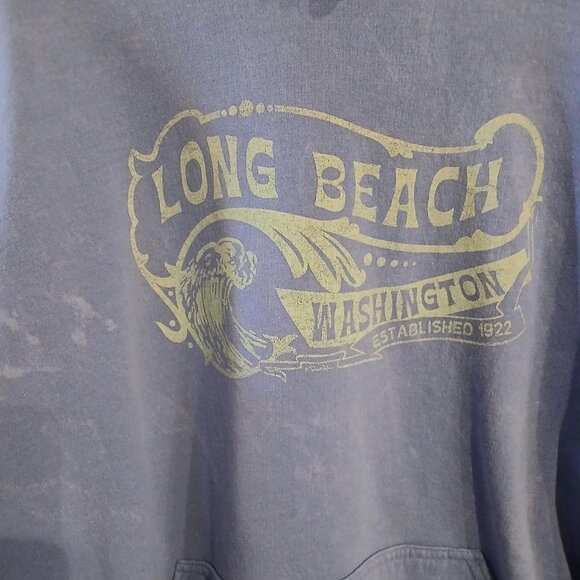 Vintage distressed purple blue Long Beach Washington hoodie in unisex XL - Picture 3 of 4